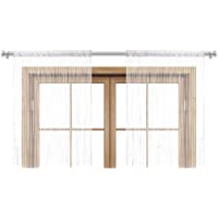 Juego de 2 cortinas de hilos para puerta de 90 x 245 cm- color blanco- con pasamanos Oeko-Tex- acortable- lavable…